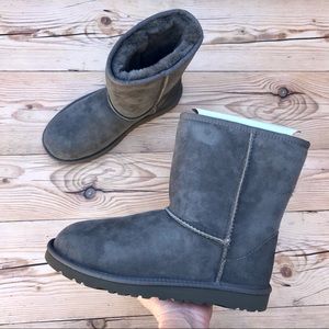 UGG Classic Short Boots Grey Sheepskin Lined